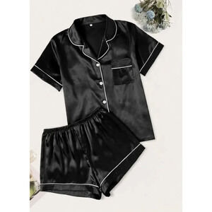 Black Satin Pajama Set - Size 6